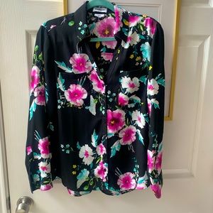 Pink & Black Floral Portofino Blouse